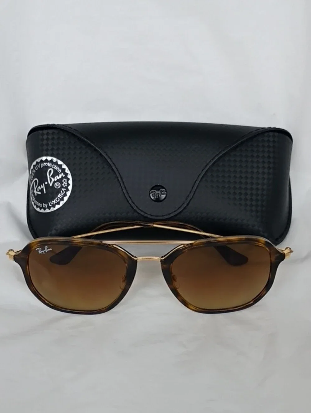 Authentic Ray-Ban Men Brown Tortoiseshell Frame Sunglasses  Gold Bridge RB 4273